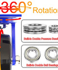 Heavy Duty Rubber Casters Set Of 4 With Dual Locking Brakes And Double Ball Bearings showing 360 degree rotation mechanism and bearings.
