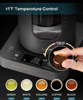 Electric Tea Kettle With Tea Infuser, One Degree Fahrenheit Precision, dark gray finish temperature control knob close-up