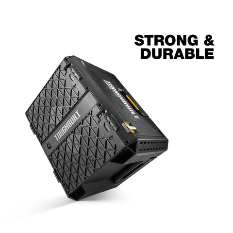 Side view of a StackTech XL Tool Box Organizer With Locking System And Removable Tray Heavy Duty Tool Storage with black finish.