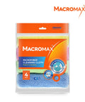 Macromax microfiber cleaning cloths, pack of 4 in assorted colors, ultra-absorbent reusable towels