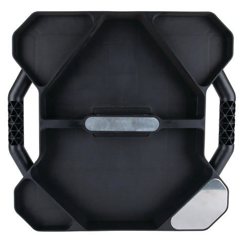 Top view of Rolling Tool Creeper Caddy Tray With Five Compartments For Mechanic Garage And Workshop Organization Durable Black