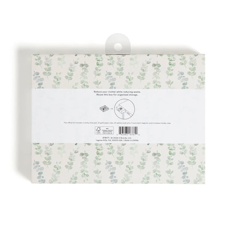 Back packaging of Succulent Garden Office Accessory Kit, showing plant pattern and product details.