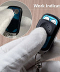Close-up of Wireless Winch Remote Control Kit handset with buttons and work indicator, suitable for 12V/24V vehicles.