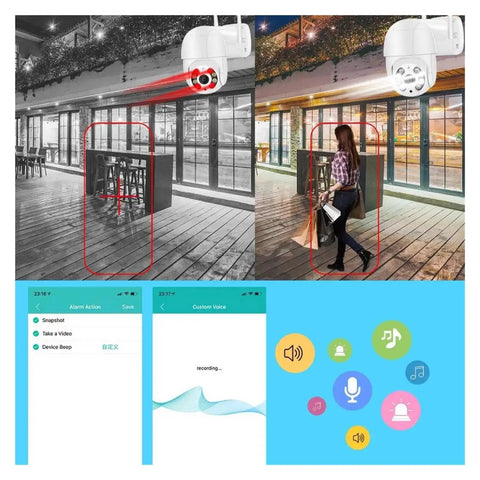 5MP PTZ WiFi Outdoor Security Camera With Rock Solid AI Human Detection IP66 Weatherproof Build detecting a person walking.