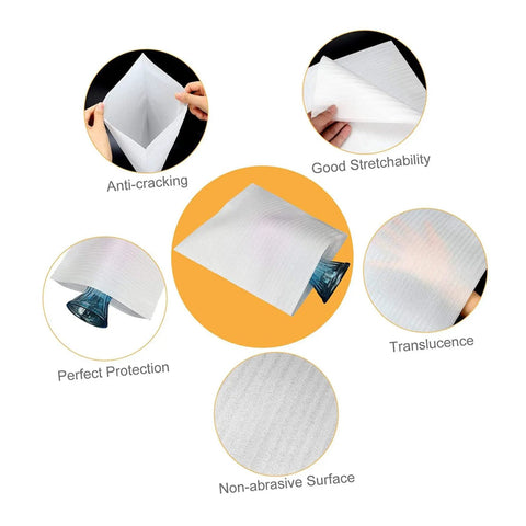 100 Pack White EPE Foam Pouches For Moving And Shipping Sweet Protective Cushioning Wrap Bags For Fragile Plates And Delicate Glassware with anti-cracking features.