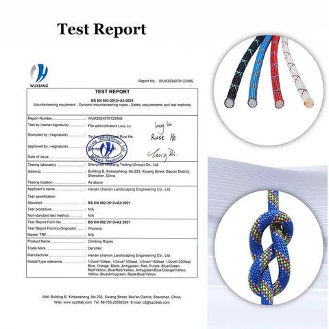 Test report for Heavy Duty 3/4 By 50 Foot Double Braided Polyester Arborist Rigging Rope Built Like A Tank For Tree Climbing Rigging And Yard Hauling Delivers Zero Stretch.