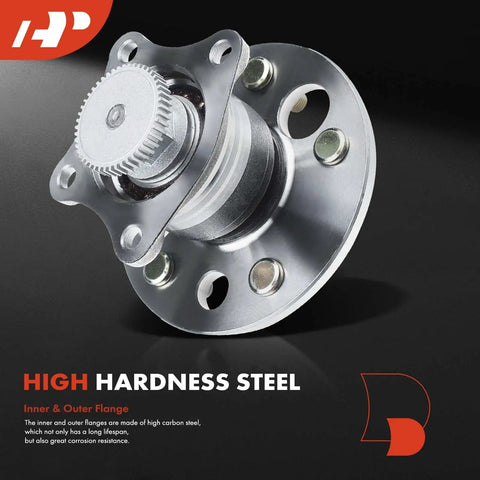 Close-up view of New Heavy Duty Rock Solid Top Shelf Rear Wheel Bearing And Hub Assembly With Abs Ring 5 Lug Pair for Toyota Camry Avalon Lexus Es Rx300.