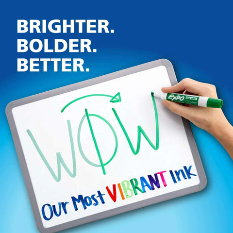 Person writing with Fresh Top Shelf Dry Erase Markers With Low Odor Slick Smooth Glide Formula on a whiteboard.