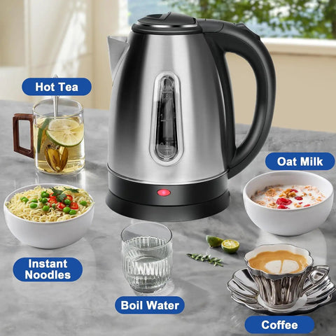 Stainless Steel Electric Kettle 1.8 Liter Fast Boil Tea And Coffee Kettle With Auto Shut Off Boil Dry Protection LED Light