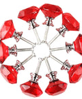 Fresh 10 Piece Clear Crystal Glass Cabinet Knobs With Sparkling Diamond Drawer Pulls And Slick Chrome Base For Kitchen Cupboard Wardrobe And Dresser Upgrades, red faceted design.