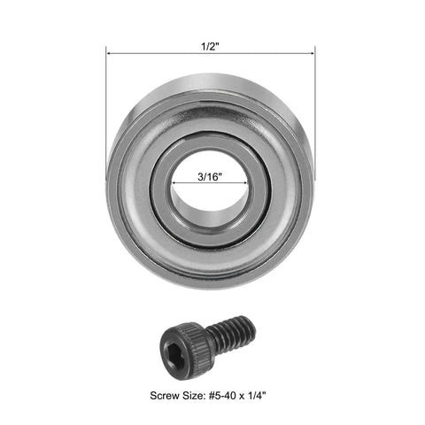Rock Solid Chrome Steel Top Mounted Router Bit Bearings 12 Piece Kit 3/16 Inch Inner Diameter 1/2 Inch Outer Diameter with screw