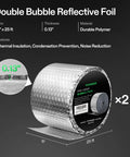 2 Pack Double Bubble Foil Insulation Roll 6 Inch By 25 Feet Reflective HVAC Pipe Duct Wrap For Attics Garages Windows Moisture Resistant