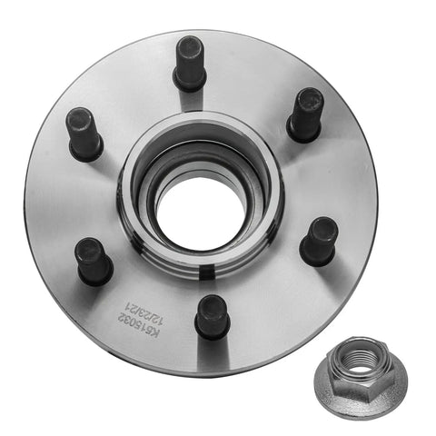 Heavy-Duty Front Wheel Bearing Hubs 2-Piece Kit Fits Dodge Durango 1999-2003 RWD, solid steel 6-lug hub with nut