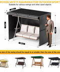 Outdoor Swing Cover For 3 Seater Hammock 600D Waterproof Heavy Duty Garden Glider Chair Cover with size chart and model
