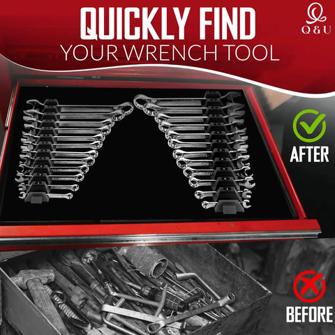 Slick Modular Wrench Organizer System With 48 Magnetic Holders For Tool Box Drawers Heavy Duty Wrench Rack in tool drawer