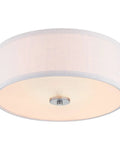 Two Light Flush Mount Ceiling Light With Summer Linen Shade In Brushed Nickel Finish For Kitchen Hallway And Interior Living Spaces