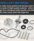Water Pump Rebuild Kit For Yamaha YFZ450 YZ450 2004-2013 shows CNC machined shaft, billet impeller, seals, and screws.