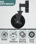 Heavy Duty 8 Inch Swivel Gate Wheels With Locking Brake view showing sturdy steel bracket and solid tire on a mosaic background.
