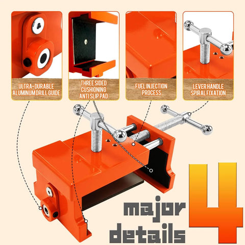 Close-up of Four Pack Heavy Duty Face Frame Cabinet Clamps With Alignment Plate For Woodworking And Cabinet Installations.