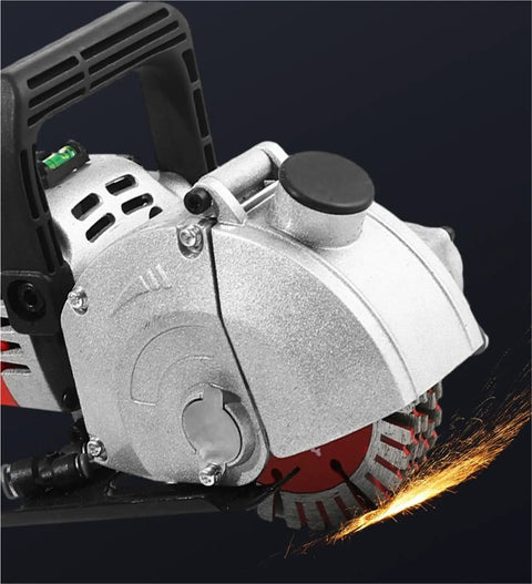 Heavy Workhorse Wall Groover With Onboard Dust Catcher Makes Quick Work Of Concrete Brick Stone Surfaces Delivering Clean Smooth Cuts For Fast Renovations showing blade and motor detail.