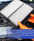 Engine Air Filter Replacement For Impreza 2008 2016 Forester 2009 2018 Legacy 2005 2019 Outback 2005 2019 WRX 2013 2021 Crosstrek 2013 2021 And B9 Tribeca 2006 2007 OE CA9997 A35592 16546AA090 Easy Install With Long Lasting Protection shown held by gloved hands over car engine