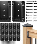 20 Pack Deck Railing Bracket Connectors For 2x4 Posts Actual Size 1.5x3.5 Inches, Premium Nylon 6/6 With 140 Galvanized Black Screws