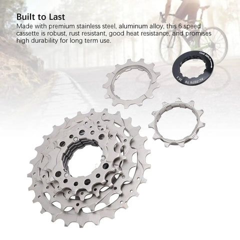 6 Speed Bicycle Cassette With Low Noise And Smooth Rotation, Durable Stainless Steel And Aluminum Alloy Gear Set on road