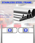 Heavy Duty Metal Swing Gate With Slick Spring Loaded One Way Safety Design, Legit Right Or Left Turnstile For Retail And Warehouse Layouts, Built Tough For High Foot Traffic Spots with stainless steel frame and support posts.
