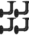 Half Inch Pipe Shelf Bracket Set Of 4 For Wall Mounted Floating Shelves Industrial Rustic Decor Heavy Duty Metal Brackets 4.5 By 4.5 Inches Sturdy Space Saver