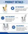 Product details of 16 Pack Top Shelf Drawer Guide Rollers With Complete Mounting Screws, showing left and right steel brackets and nylon rolling wheels.