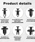 Badass 120 Piece Nylon Push Pin Retainer Clips And Fastener Removal Kit With Bumper Rivets For 6Mm 8Mm 9Mm 10Mm Car Parts Compatible With Gmc Ford Toyota Honda - variety of nylon clips with sizes and part numbers.