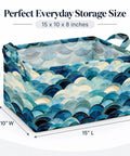 Heavy Duty Collapsible Polyester Storage Basket And Foldable Home Organization Bin For Living Room Bedroom Closets Nifty space-saving tote, 15 x 10 x 8 inches.