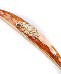 Amber Red Gold Flower Cabinet Handles And Drawer Pulls Solid Zinc Alloy Hardware Real Deal Build Hella Durable Rust Proof Electroplated Finish For Dressers Cupboards And Wardrobes 128Mm Center close up of floral design on handle