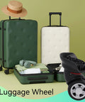 4 Pieces Universal Swivel Left Suitcase Wheel Replacement Black 360 Degree Wheel For Luggage 115W Series W055 with green luggage