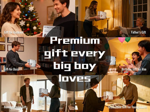 Futuristic Cordless Drill Kit And High Torque Rechargeable Power Tool Set gift exchange scene with friends and family.