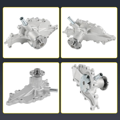 Premium Water Pump With Gasket Kit Direct Fit Replacement For Ford Ranger 1995-2008 Aerostar 95-97 And Mazda B3000 3.0L V6 Engine, showing multiple angles of the silver cooling pump.
