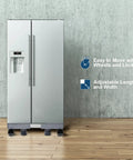 Adjustable Mobile Base For Heavy Appliances From 27.5 To 35.4 Inches With 8 Locking Wheels And 4 Feet under refrigerator