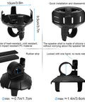 Ride Ready Bike Speaker With Pro Handlebar Mount showcasing dimensions, silicone material, and easy installation features.