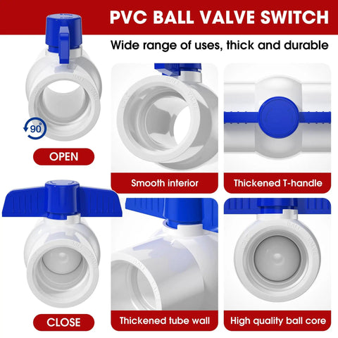 Three Quarter Inch PVC Ball Valve With Slip Connection SCH40 Easy Turn Blue T Handle Shut Off Socket for water and irrigation system