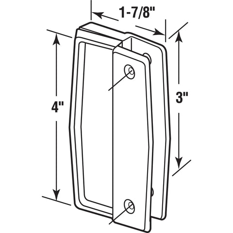 Diagram of Sliding Screen Door Pull Set with 3 Inch Center to Center Holes Black Plastic Handles for Patio Doors, dimensions shown