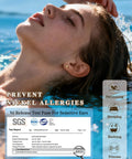 Young woman with straight up premium flat back titanium ball earrings for sensitive ears by the water, preventing nickel allergies.