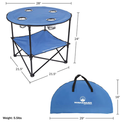 Round Two Tier Folding Camp Table With Four Cupholders And Carrying Bag Perfect For Camping Beach Picnics Tailgating And Outdoor Events