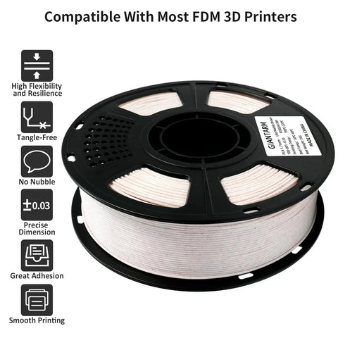 1.75mm PLA Filament For 3D Printer Marble Brown Stone Color 1KG Spool on a black reel with tangle-free design and smooth printing features.