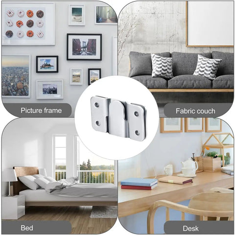 16 Pairs Dang Tough Stainless Steel Interlocking Clip Set Heavy Duty Wall Mount Hooks for effortless display of picture frames and decor.