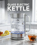 Lightning Fast 1.7L Glass Electric Kettle With Stainless Steel Base Cordless 1500W Boiler Double Wall in kitchen setting