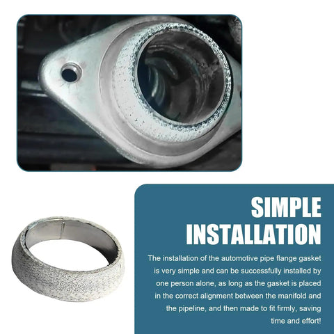 Close-up of Heavy Duty Graphite Exhaust Donut Gasket; 65mm inner diameter, leak resistant seal for street rods and trucks.