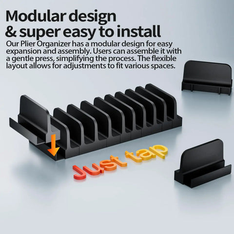44 Piece Plier Organizer Set For Toolboxes And Drawers Modular Holder System With 20 Large Slots And 22 Small Slots Black Finish