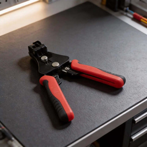 Multifunctional Wire Stripper Tool With Auto Adjusting Crimper And Cutter For 0.5 To 6 Mm2 Cables on workbench