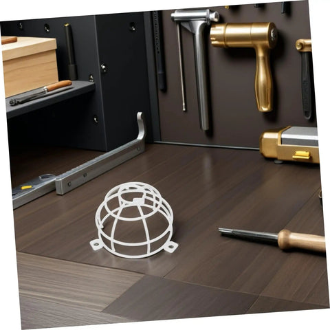 Heavy Duty Fire Sprinkler Ceiling Cover With 6mm Mounting Hole Featuring Slick Mesh Safety Guard For Smoke Detectors And Decorative Metal Shield on workshop floor.