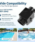 Kickin Flow CR2 Check Valve 2 Inch Pool And Spa Plumbing Replacement showing wide compatibility for swimming pool and spa systems.